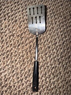 Classic Black-Handle Stainless Steel Slotted Turner Spatula